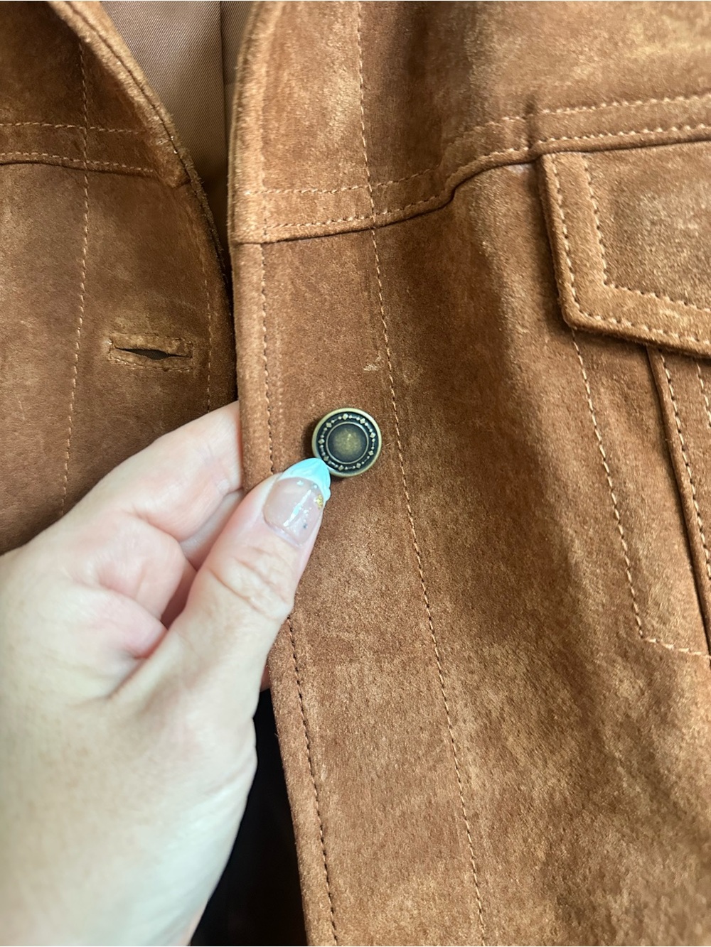 Charter Club Genuine Leather Cognac Brown Trucker Jacket Women's Medium - Picture 4 of 8